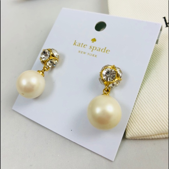 New! Kate Spade Pearl and Crystal Drop Earrings - Picture 4 of 6